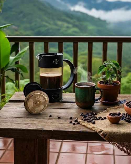 cafe en prensa una de sus variedades para consumir y preparar